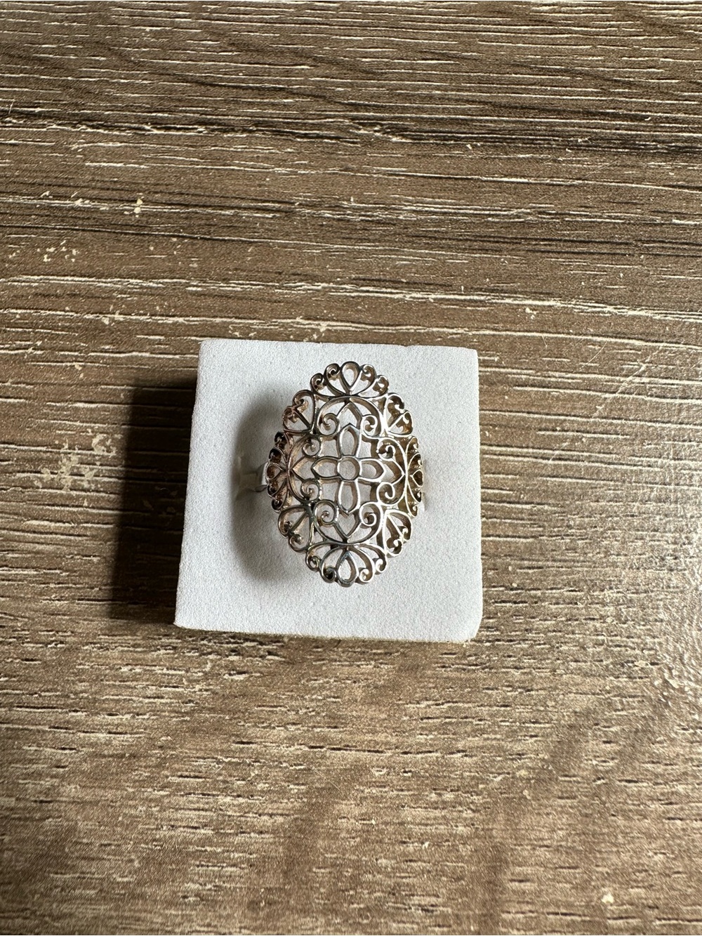 Filigree Oval Statement Ring - Silver